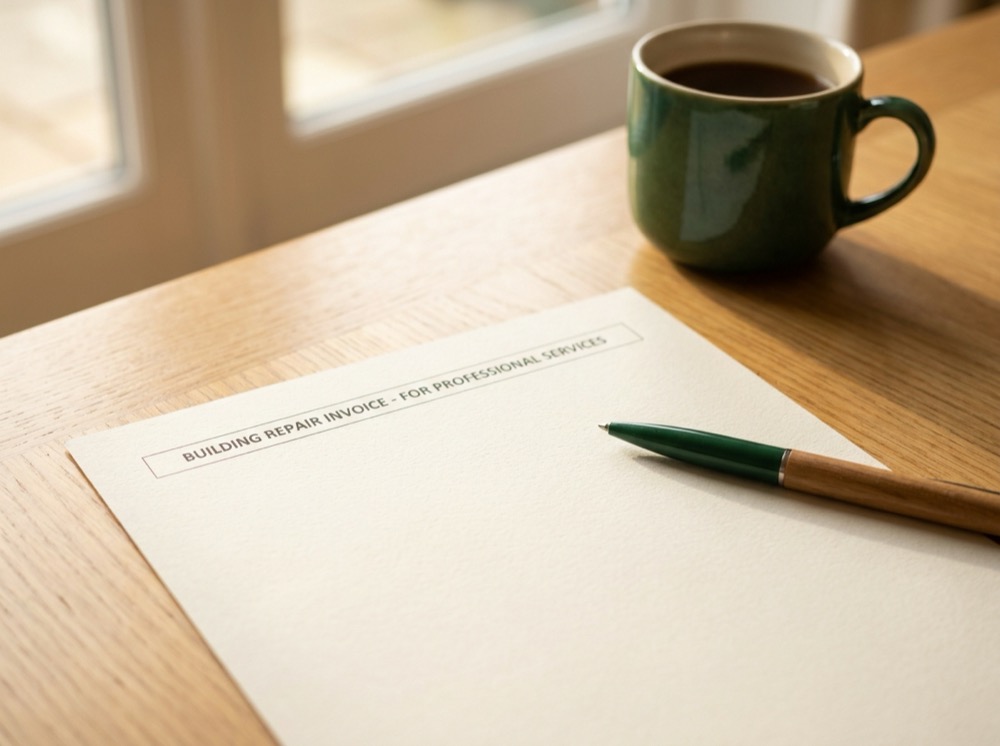 Repair invoices, where needed for a UK spray foam removal job