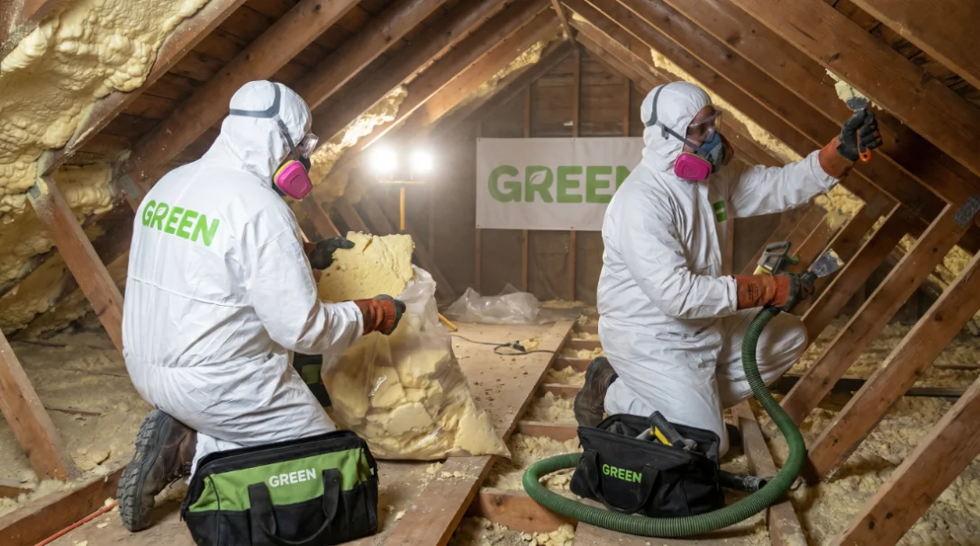 Spray foam removal specialist at work